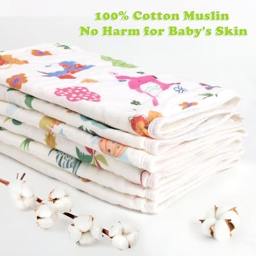 Baby Burp Cloths Muslin Washcloths 6 Pack Cotton Burp Rags - Image 3