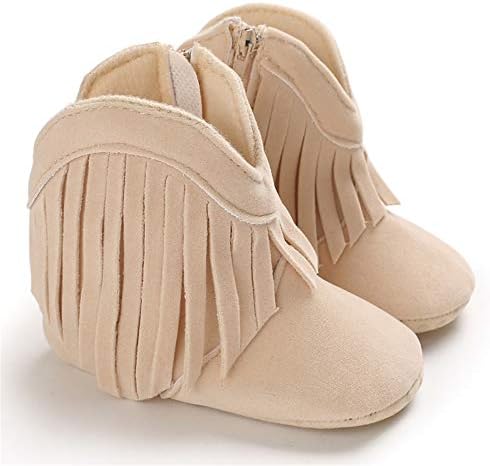 SOFMUO Suede Fringe Baby Cowboy Boots Side Zipper Non Slip Infant Booties - Image 6