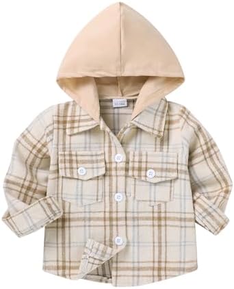 YOUNGER STAR Toddler Kids Boys Girls Flannel Hooded Plaid Shirt Button Baby Red by YOUNGER+STAR
