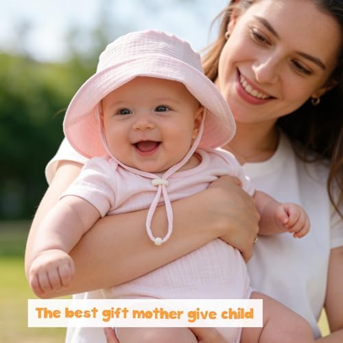 Baby Sun Hat Infant Toddler Summer Cotton Yarn Beach Bucket Hat - Image 2