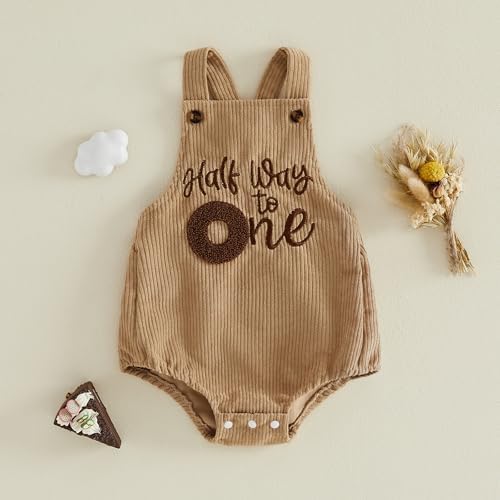 Honganda Baby Boy 1/2 Birthday Outfit Half Way to One Cake Smash Romper - Image 6