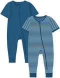 Jimonda Baby Romper Short Sleeve Cotton Pajamas 2-Way Zipper by JimondaBaby