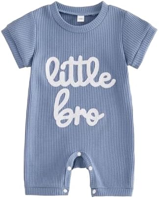allshope Newborn Baby Boy Summer Outfit Romper Letter Embroidery Short Sleeve by Allshope