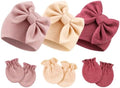 BQUBO Newborn Girls Hats Baby Hat and Mittens Set Infant Caps Bow Hospital by DRESHOW