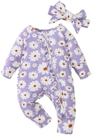 Mikrdoo Newborn Baby Girl Clothes Long Sleeve Romper by Mikrdoo