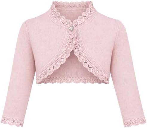 Lilax Little Girls' Knit Long Sleeve Button Closure Bolero Cardigan Shrug by Lilax