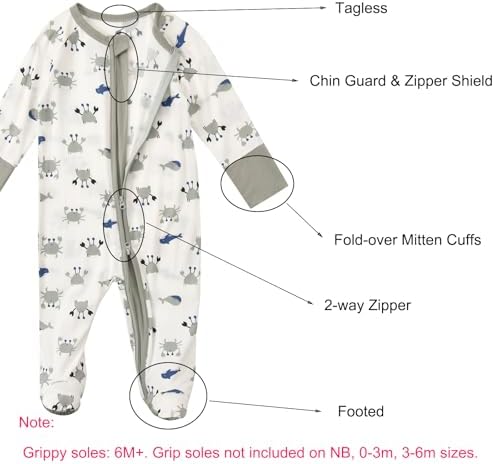 Aablexema Baby Rayon of Bamboo Footed Pajamas Zipper - Image 3