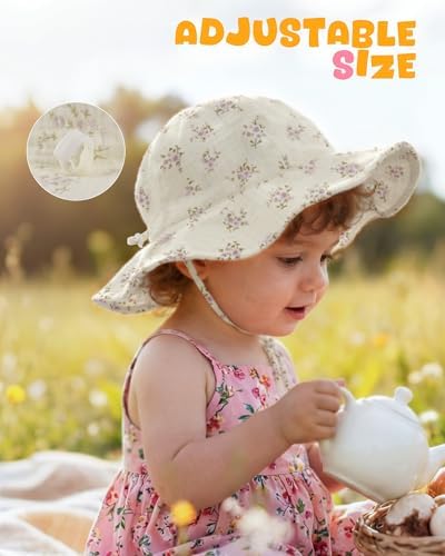 HONGTEYA Baby Sun Hat Muslin Wide Brim Toddler Girl Beach Bucket Hat - Image 5