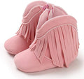 Timatego Baby Girl Cowboy Tassel Boots Side Zipper Non Slip Stay On Booties by TIMATEGO