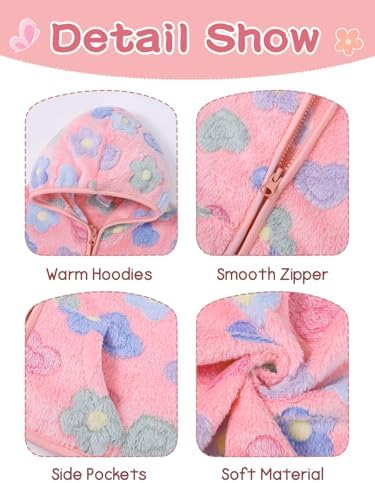 Toddler Baby Girl Fleece Jackets Fall Clothes Hooded Zip Fuzzy Coats - Image 6