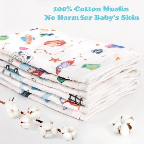 Baby Burp Cloths Muslin Washcloths 6 Pack Cotton Burp Rags - Image 3