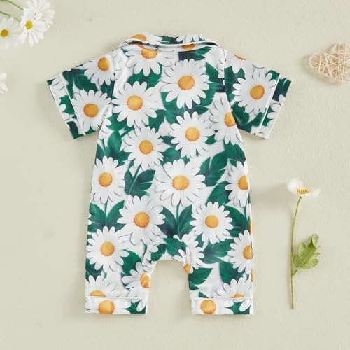 Kuriozud Baby Girl Boy Romper Pajamas Onesie Short Sleeve Button Down Pjs - Image 6