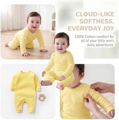 Unisex Baby romper, Long Sleeve 100% Cotton Baby Clothes, Baby Footless Jumpsuit - Image 3