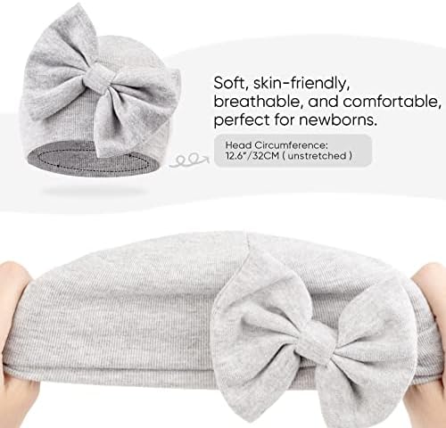 Newborn Baby Hats and Mittens Set Infant Bow Beanie Cap Toddler Gloves Newborn - Image 2