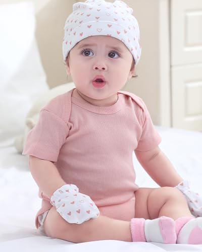Baby Hats Mittens and Socks Set Soft Cotton Newborn Hat Glove - Image 5