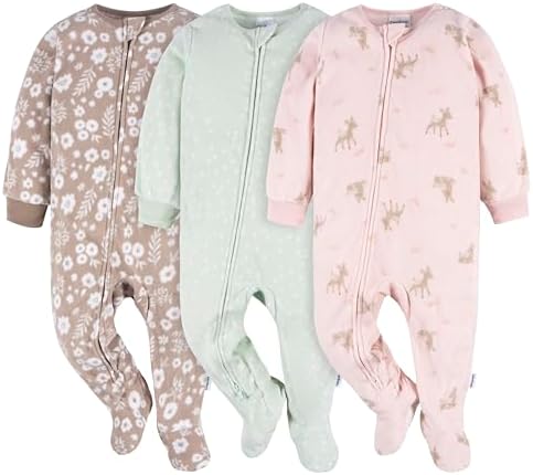 Gerber Baby Girls' Toddler Fleece Footed Pajamas 3-pack by Gerber