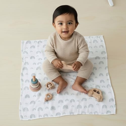 Cotton Baby Swaddle Blanket 28"x28" – Soft Breathable Newborn Receiving Blanket - Image 2