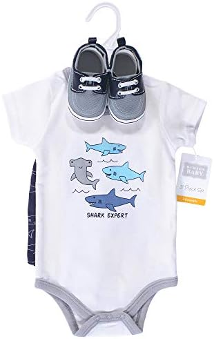 Hudson Baby Unisex Baby Cotton Bodysuit, Shorts and Shoe Set - Image 2