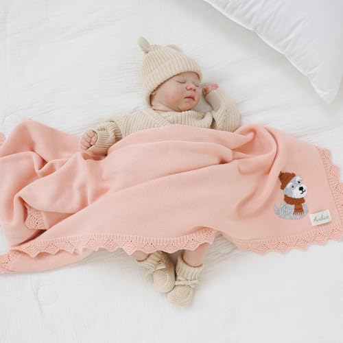 Avibae Cotton Knit Baby Blanket, Soft Cotton Newborn Receiving Swaddling | - Image 5