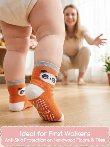 Aroveea Toddler Socks Non Slip Grip Ankle Baby 12 Pack - Image 2