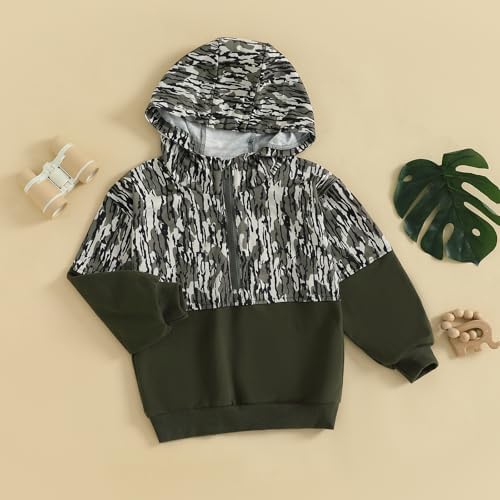 Baby Toddler Boy Girl Hoodies Camouflage Half Zip-up Sweatshirt Unisex Hooded - Image 3