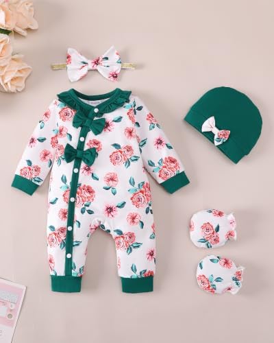 Mikrdoo Newborn Baby Girl Clothes Long Sleeve Romper - Image 3