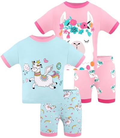 DAUGHTER QUEEN Girls Summer Pajamas Set 4 Pieces 100% Cotton Sleepwear Size 18 by DAUGHTERQUEEN