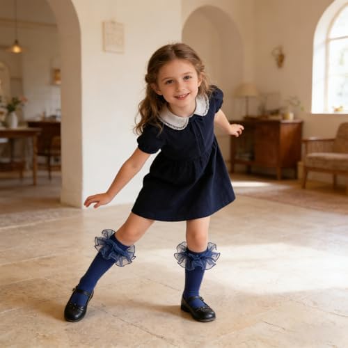 Girls Ruffle Socks Double Lace Turn Cuff Frilly Church Dress Socks - Image 3