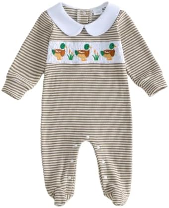 Bagilaanoe Newborn Baby Boy Footie Romper Waffle Knit Outfit Fall Jumpsuit | by Bagilaanoe