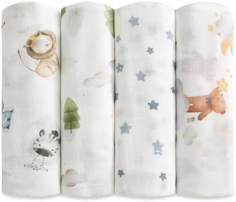 Muslin Baby Swaddle Blankets, Breathable 100% Rayon from Bamboo Receiving by IBESTOPIA