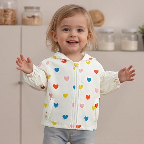 Toddler Girl Windbreaker Jacket Strawberry Baby Girls Hooded Fall Jackets Long - Image 3