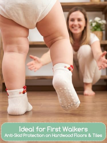 Aroveea Toddler Socks Non Slip Grip Ankle Baby 12 Pack - Image 3