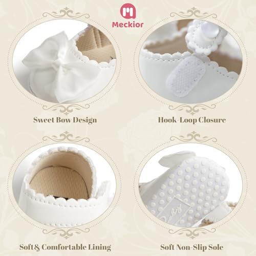 Meckior Infant Baby Girls Soft Sole Bowknot Princess Wedding Dress Mary Jane - Image 5