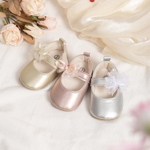 Meckior Infant Baby Girls Soft Sole Bowknot Princess Wedding Dress Mary Jane - Image 2