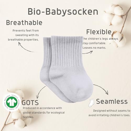 bistyle Baby Grip Ankle Socks 6 Pairs | Newborn Infant Toddlers Sock Organic - Image 3