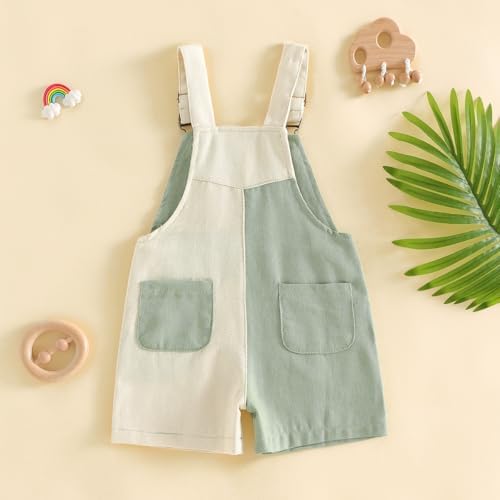Fernvia Toddler Kids Baby Girl Boy Contrast Color Overalls Shorts Clothes - Image 6