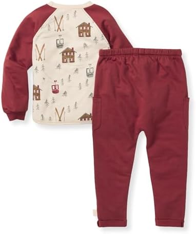 Burt's Bees Baby Boys Shirt and Pant Set, Long Sleeve Top & Bottom Outfit Bundle - Image 2