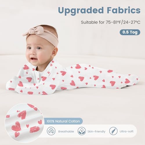 ZIGJOY Swaddle Sleep Sack 6-12 Months, 1.0 Tog Cotton Baby Swaddle Blanket - Image 5