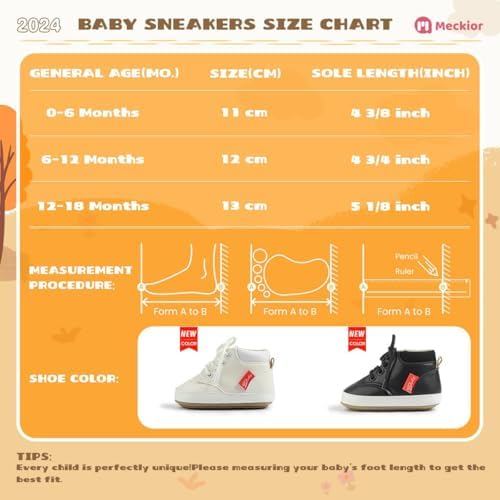 Meckior Toddler Baby Boys Girls High Tops Ankle Sneakers Soft Anti-Slip Sole PU - Image 6