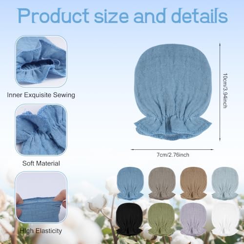 8Pack Newborn Baby Muslin Mittens No Scratch Elastic Wrist Soft Gloves Bulk - Image 2