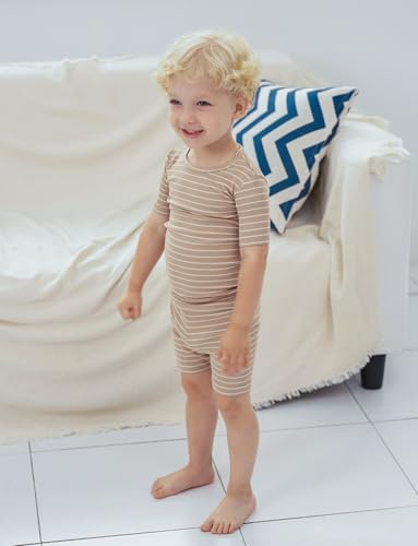 AVAUMA Stripe Pattern Baby Boys Girls Pajama Set Kids Toddler Snug fit Ribbed - Image 5