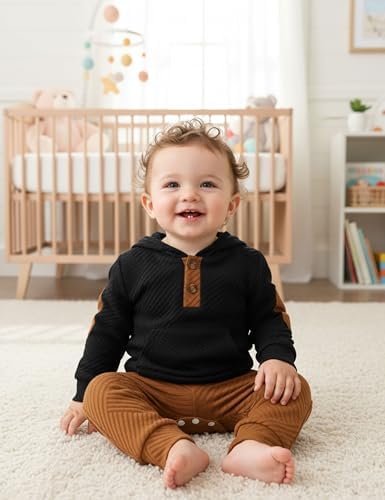 Fommy Baby Boy Clothes Colorblocked Long Sleeve Hoodie + Long Pants 2PCS Fall - Image 3