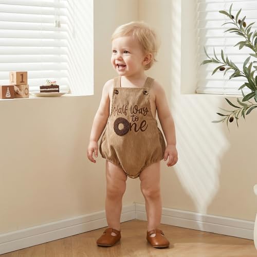 Honganda Baby Boy 1/2 Birthday Outfit Half Way to One Cake Smash Romper - Image 3