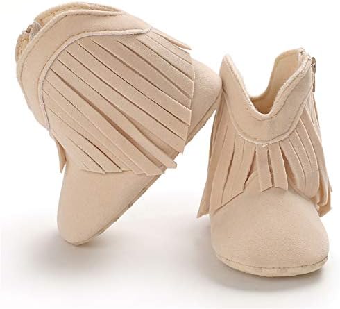 Timatego Baby Girl Cowboy Tassel Boots Side Zipper Non Slip Stay On Booties - Image 5