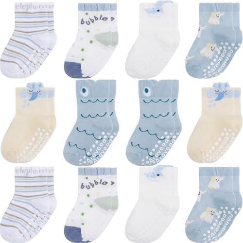Aroveea Toddler Socks Non Slip Grip Ankle Baby 12 Pack by Aroveea