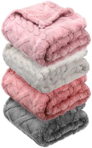 VitalCozy 4 Pcs Fleece Baby Blankets 3D Plush Soft Newborn, Warm Receiving by VitalCozy