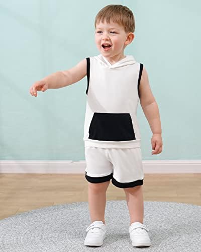 SANMIO Toddler Boy Clothes Summer Outfits Hoodie Tank Tops and Shorts Set - Image 3