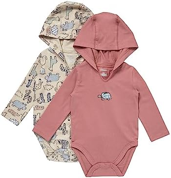 Hanes Baby Pure Comfort Long Sleeve Hoodie Bodysuits, Infant Bodysuits by Hanes