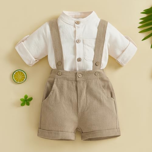 PUHHAPIEY Baby Boy Gentleman Wedding Outfit Dress Romper Suspender Pants | 0 3 - Image 4