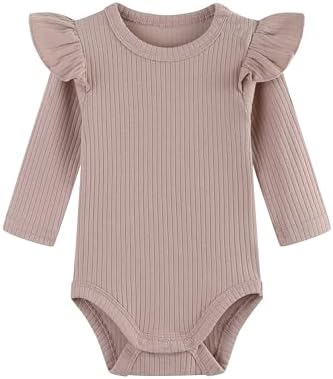 Baby Girl Knit Ruffle Outfit Clothes Ribbed 100% Organic Cotton Solid Color by Unknown